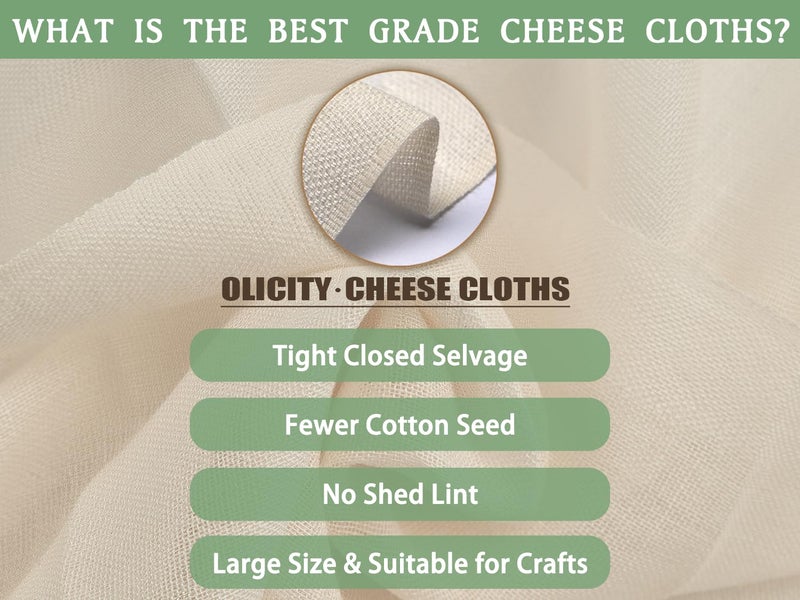 Olicity Cheese Cloths, Grade 90, 27 Sq Feet, Reusable Cheese Cloth with Closed Edges Unbleached Cotton Cheesecloth for Straining, Fine Mesh Fabric Muslin Cloth for Cooking, Rice,Sushi,Crafts - 3 Yards - Image 4